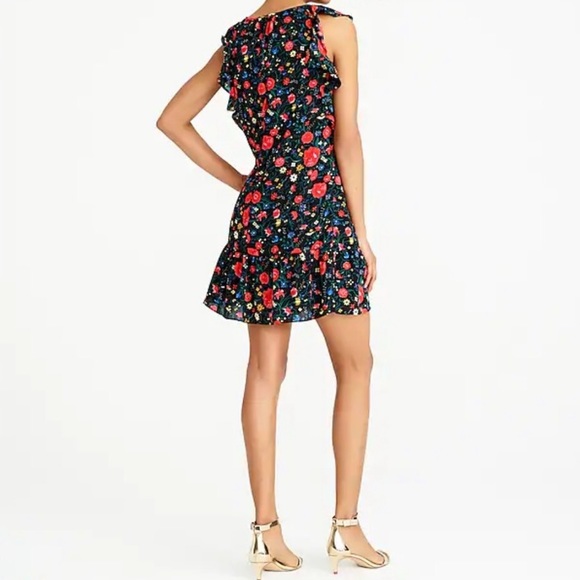 J. Crew Black Floral Flutter Dress - Picture 3 of 9